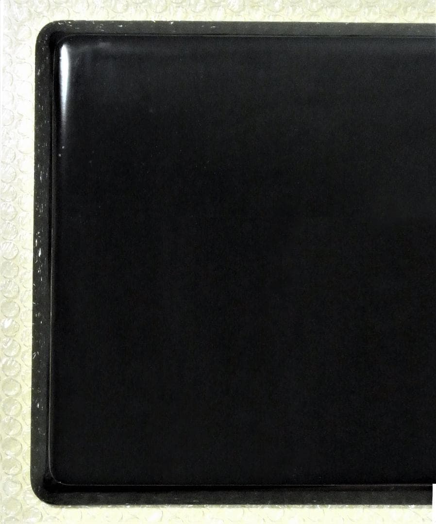 【未使用】金装飾＜黒＞13.0 皿形長手盆　錦絵　木製本漆塗　白木屋漆器店