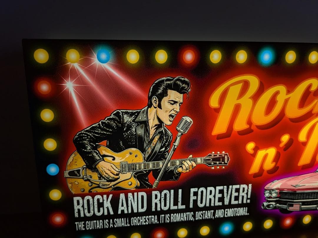 【Lサイズ】ロックンロール ロカビリー アメ車 看板 置物 雑貨 ライトBOX