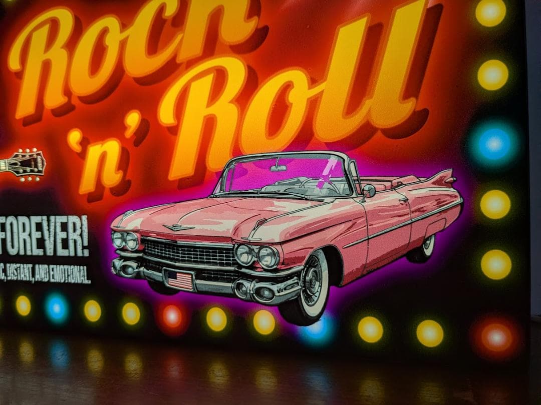 【Lサイズ】ロックンロール ロカビリー アメ車 看板 置物 雑貨 ライトBOX