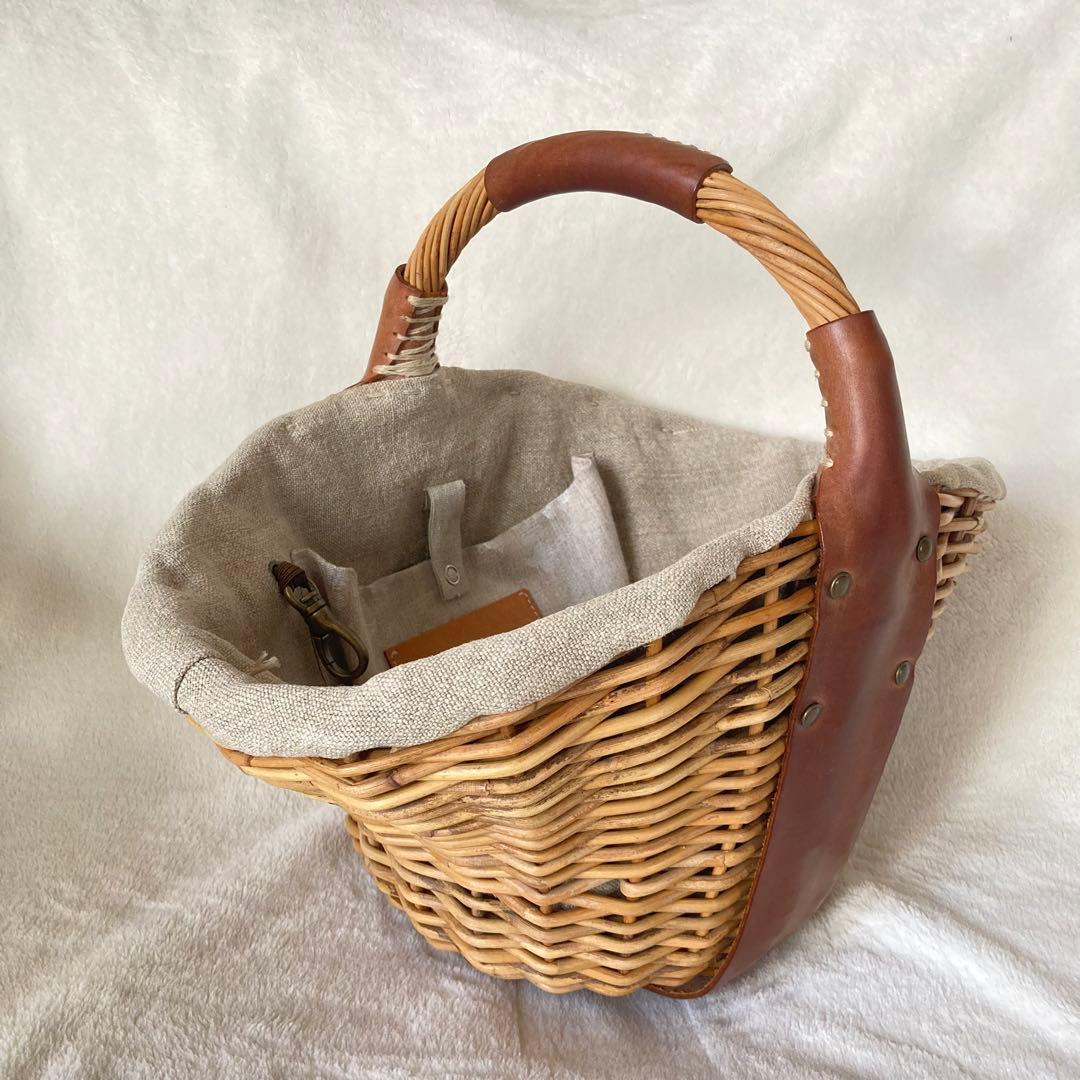 ebagos エバゴス かごバッグ ブラウン レザー 紅藤 ワンハンドル