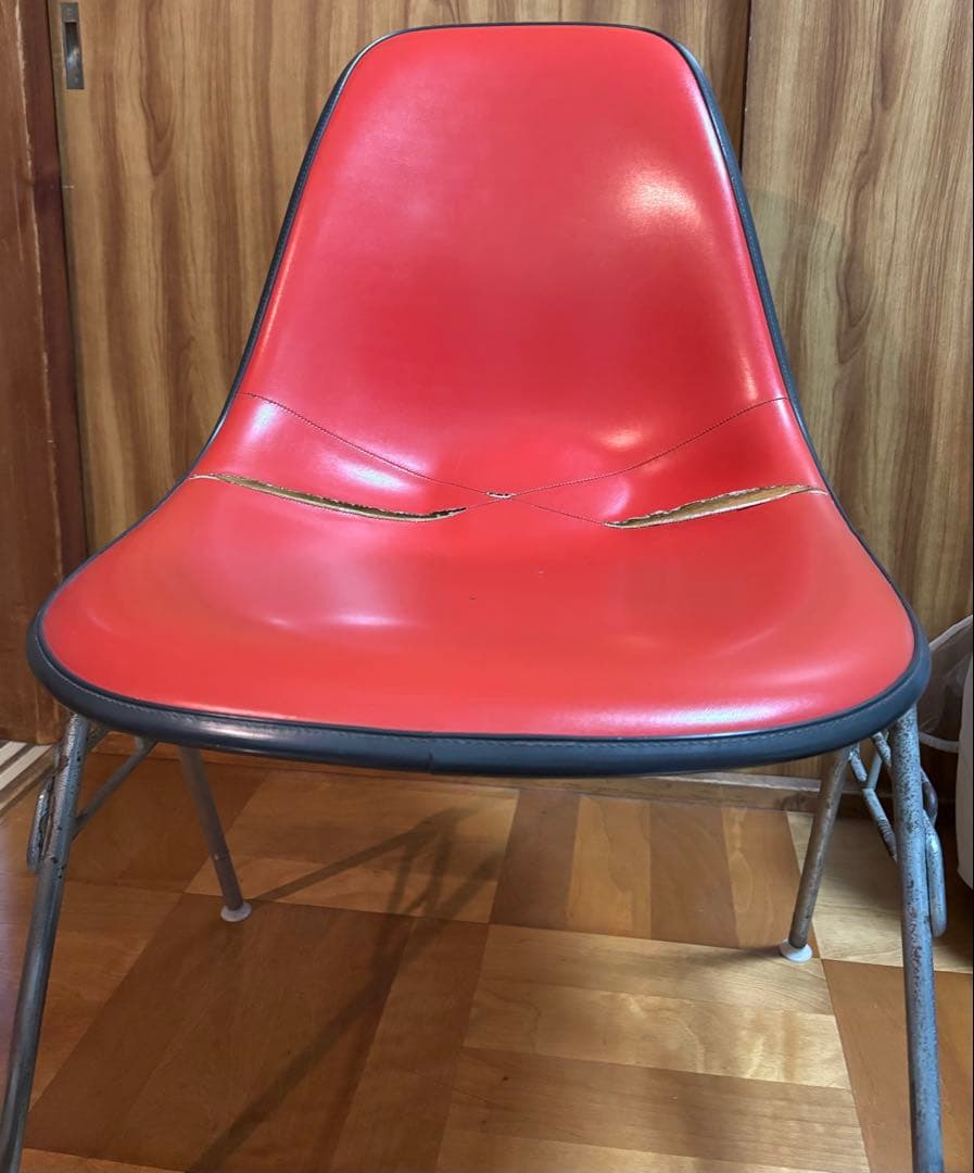 イームズ ハーマンミラー ナウガレザー シェルチェア ヴィンテージ　オレンジ