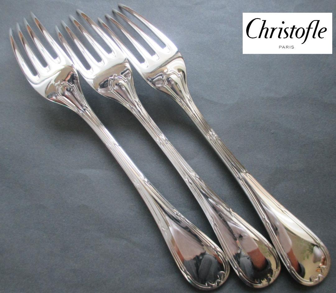 極美品☆仏蘭西高級銀器クリストフルシルバー銀Pスタンダードフォーク3本　リュバン