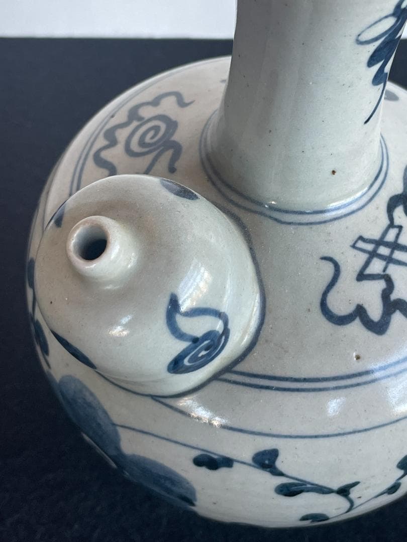 明 中国美術 青花 染付 唐草 乳瓶 景徳鎮窯系 軍持 水瓶 乳首 徳利 酒器